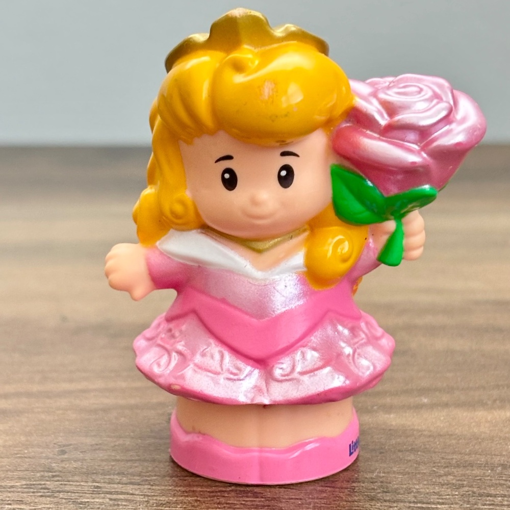 Fisher Price Little People Disney Princess AURORA Pink Rose Flower Figure 2015